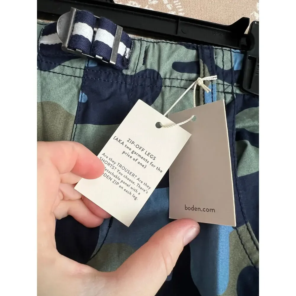 NWT Mini Boden Boys Camo Zip-Off Legs Pants Convertible Shorts - Picture 3 of 6